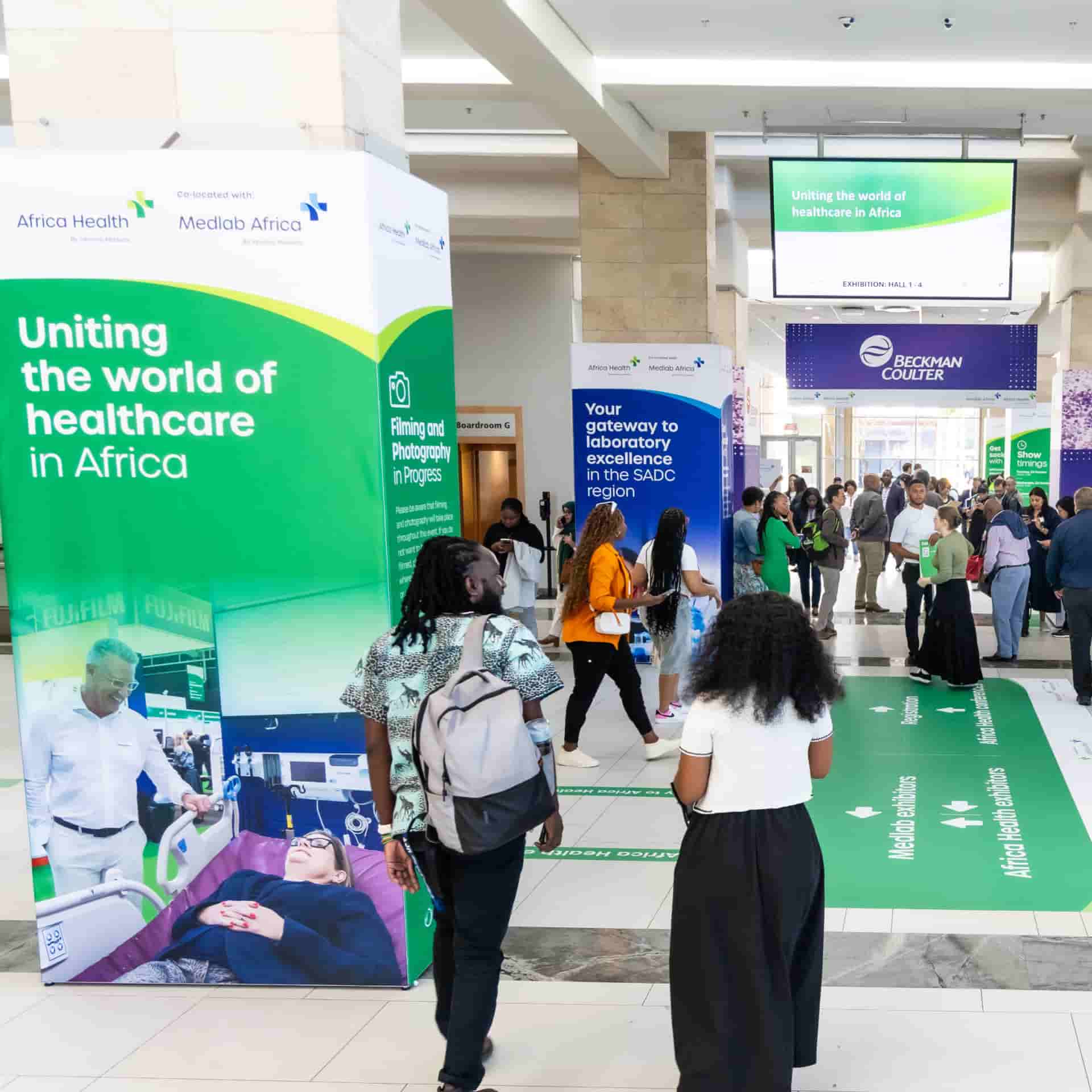 Entrance foyer at World Health Expo Cape Town.