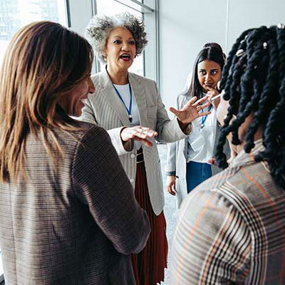 Attendees networking at an event