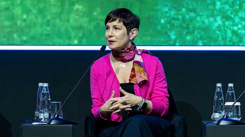 Sally Ann Frank on Xcelerate stage at WHX Tech 2025