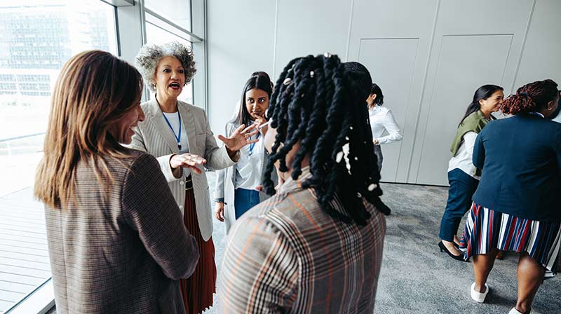 Attendees networking at an event