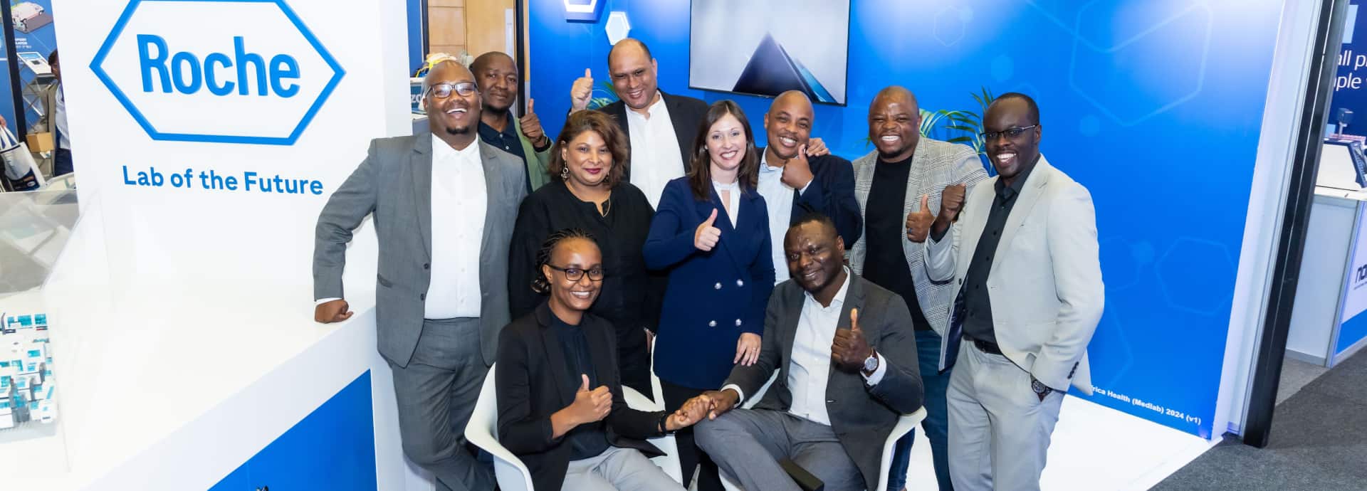 Exhibitors from Roche at their stand at World Health Expo Cape Town.