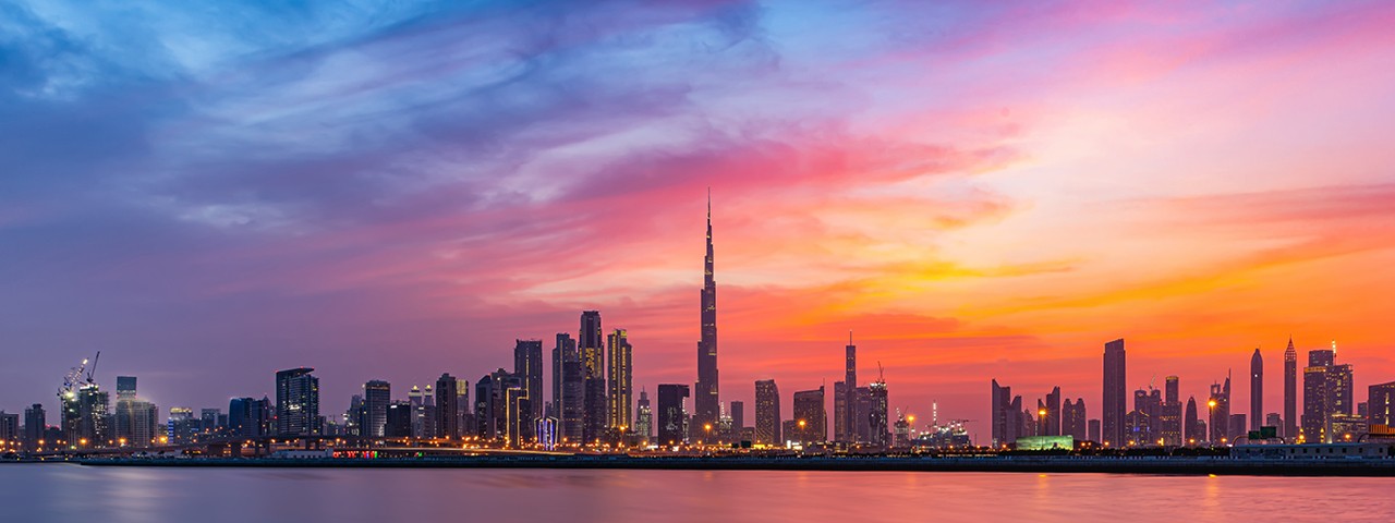 View of Burj Al Arab hotel from Madinat Jumeirah hotel in Dubai