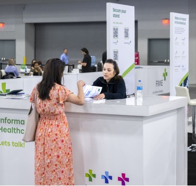 Information desk at World Health Exhibitions Miami