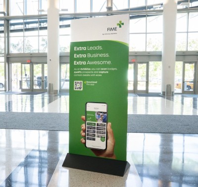 Event app sign on display.