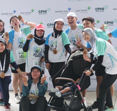 Finishers with their medals from the International Healthcare Week Run. World Health Expo Labs Kuala Lumpur